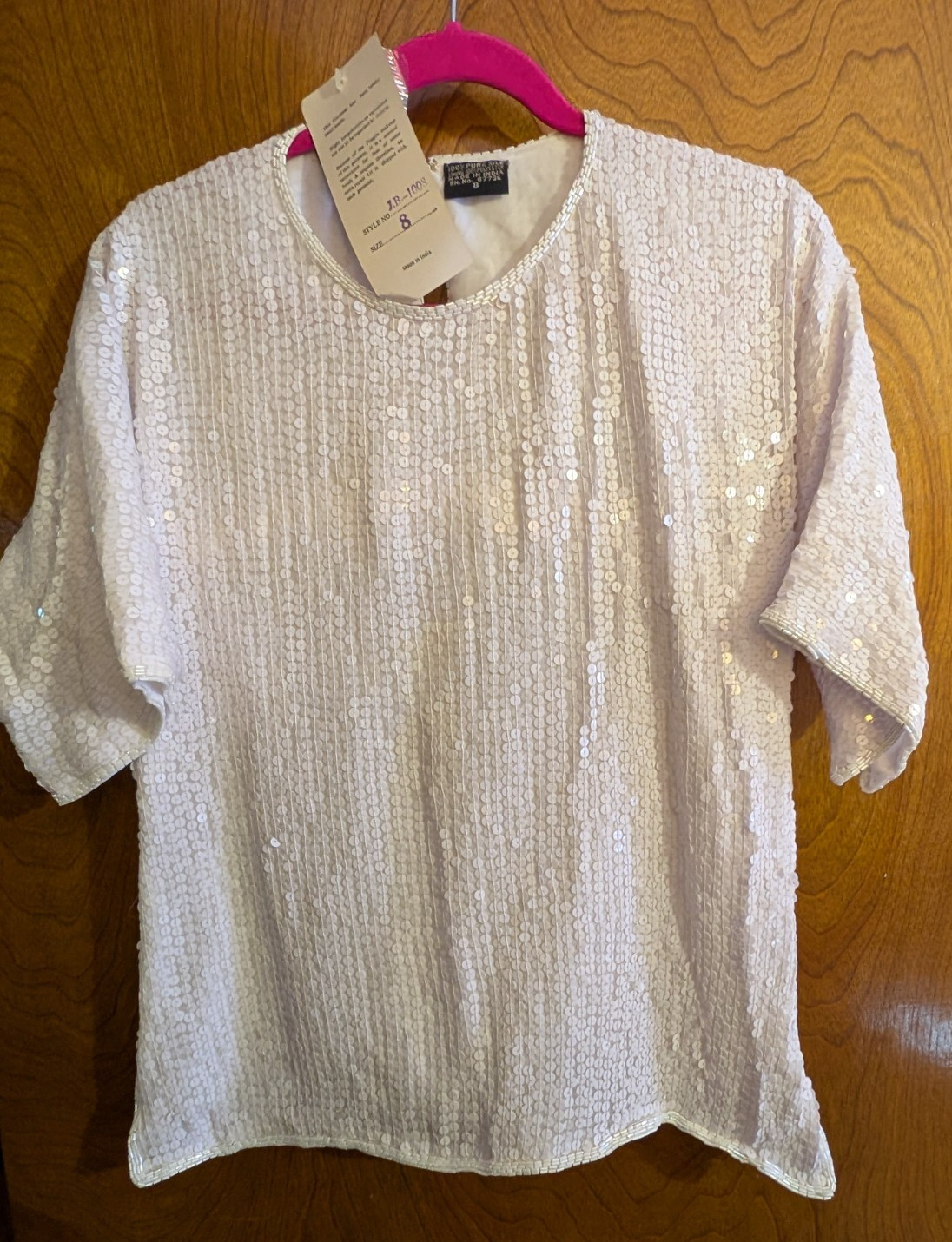 Vintage Jewel Queen white beaded top NWT Size 8 – free shipping!
