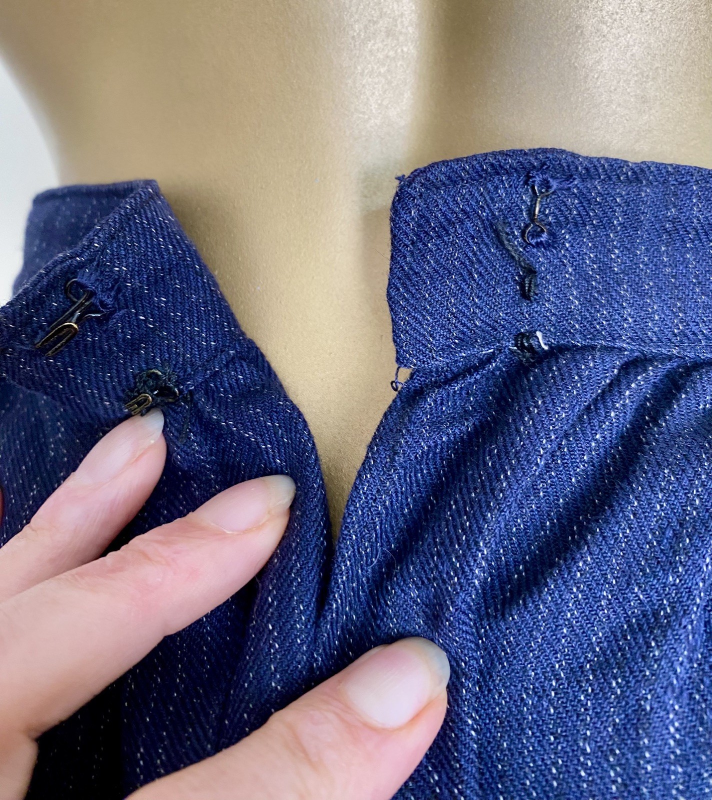 Antique 1800s early 1900s French Indigo Dyed Walking Skirt Chore Petticoat