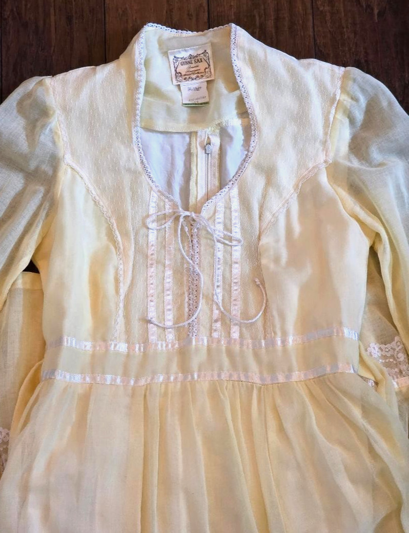 Gunne Sax Romantic Renaissance Bridal Collection Maxi Dress Vintage SZ 13 FLAWS