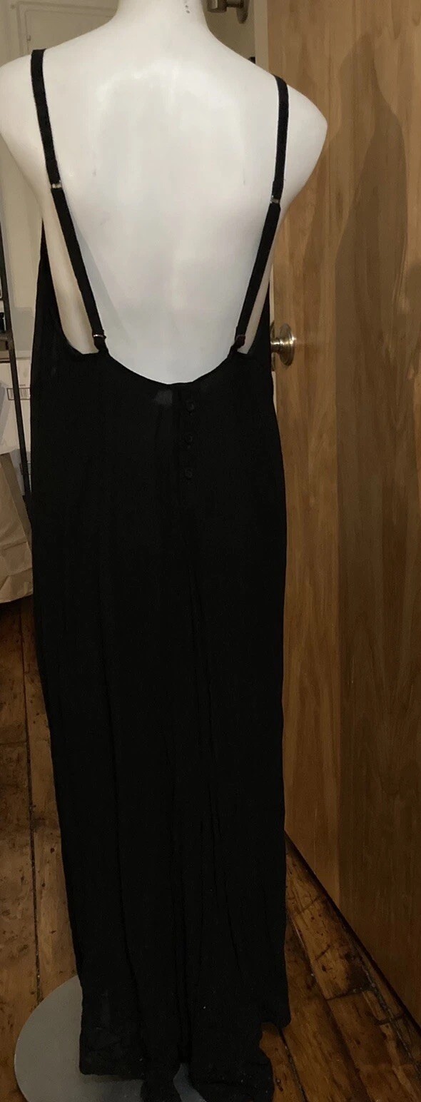 Vanessa Bruno Paris Vintage Long Black Slip Dress Sz 40/8 Super-low back!