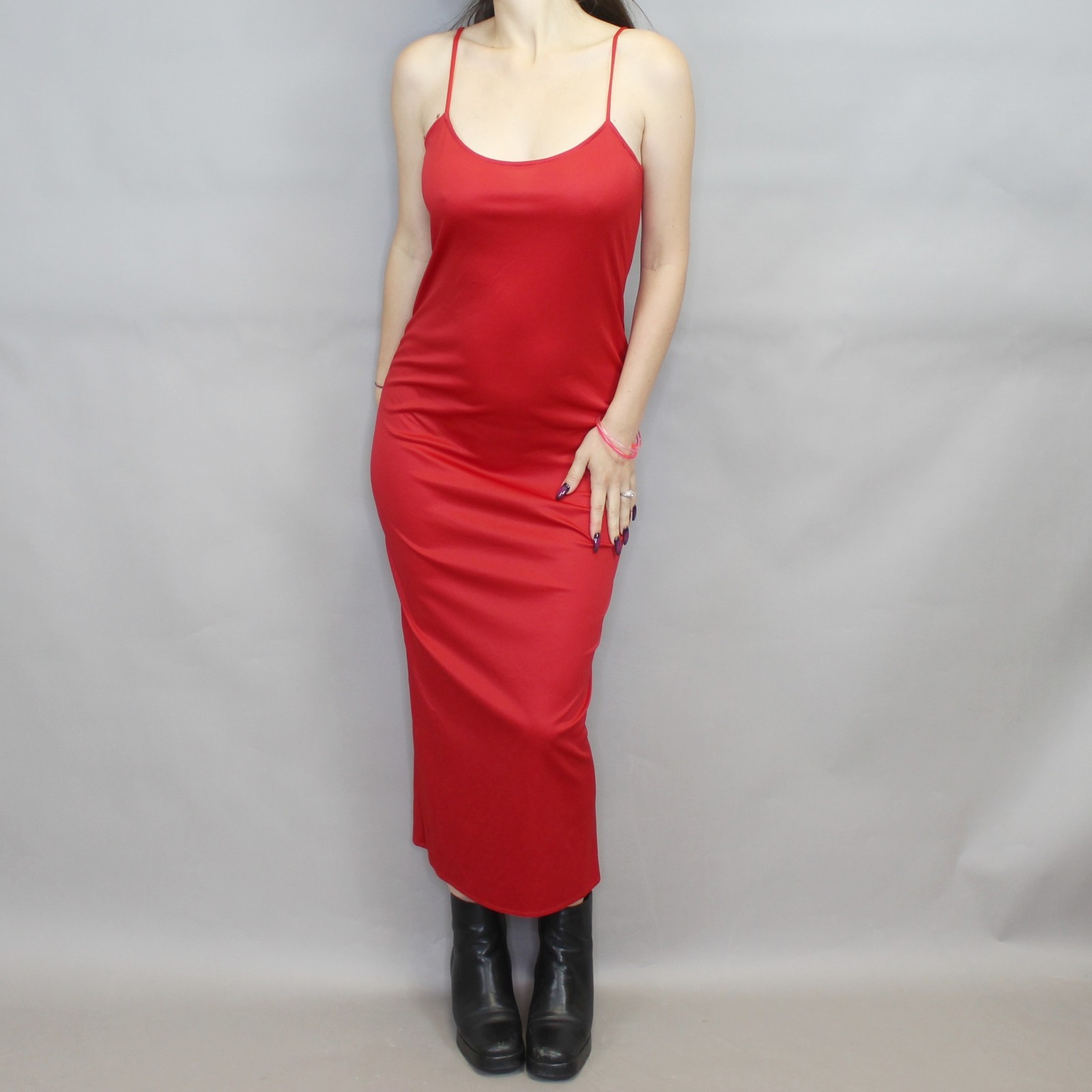 Vintage 80s Red Slip Maxi Dress