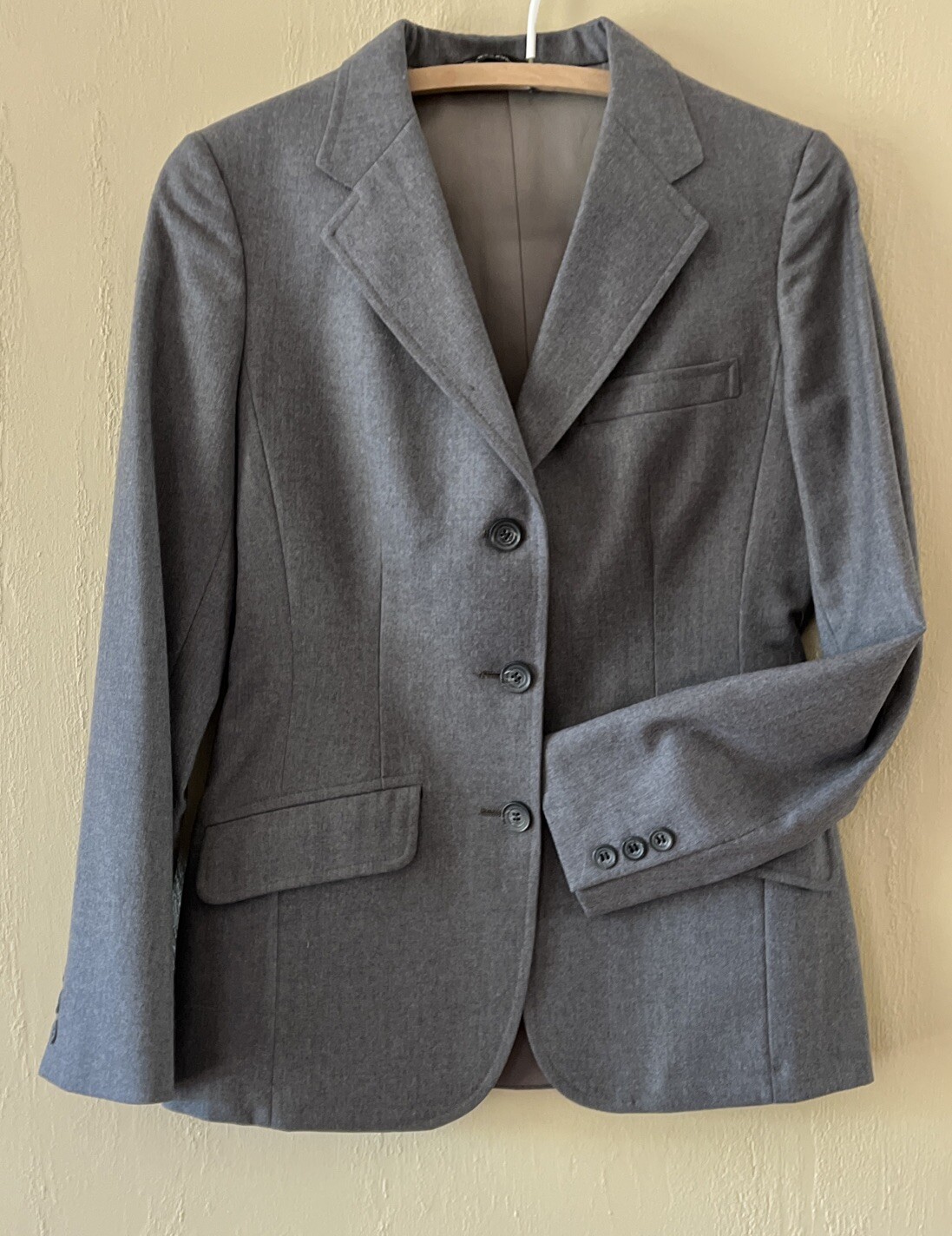 Vintage Charcoal Gray 100% Wool Skirt Suit Fully Lined Size 8 Circa 1980