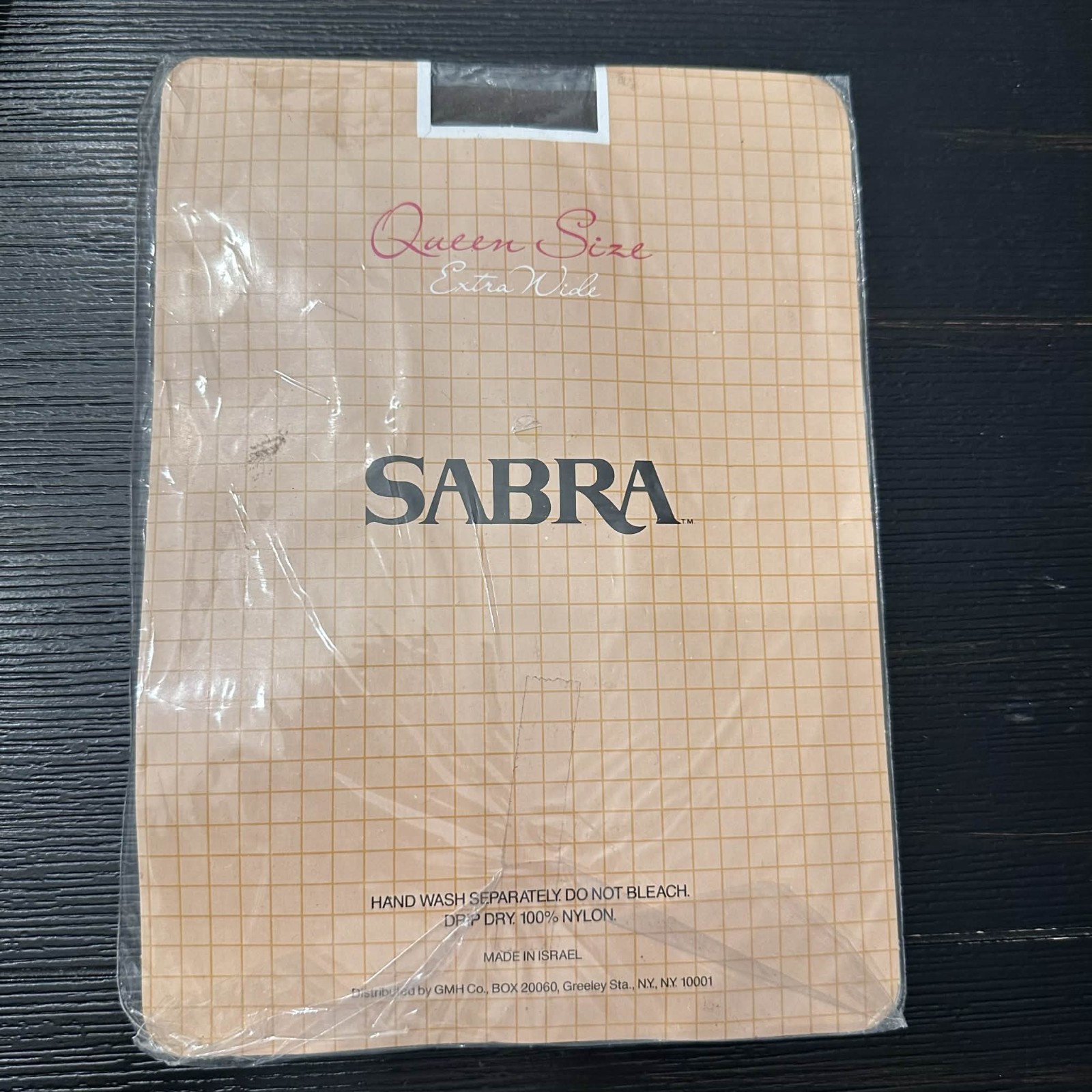 Vintage Sabra Super Stretch Extra Width Panel Pantyhose Queen 3X 4X Off Black