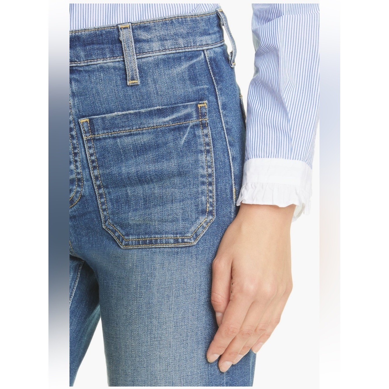 NWT Nili Lotan Florence Patch Pocket Jeans SZ 30 CLASSIC WASH
