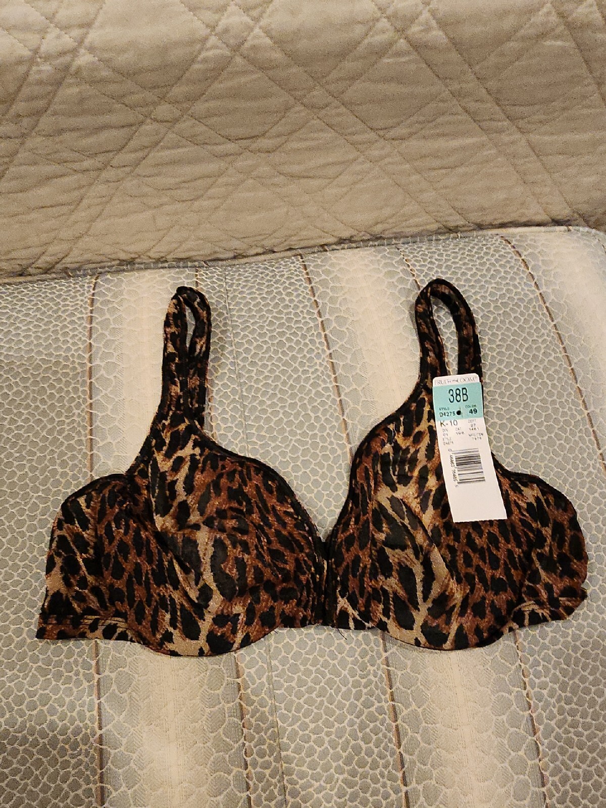 Vintage 80’s Sheer Nylon Fruit Of The Loom Animal Print Front Closure Bra NWT…