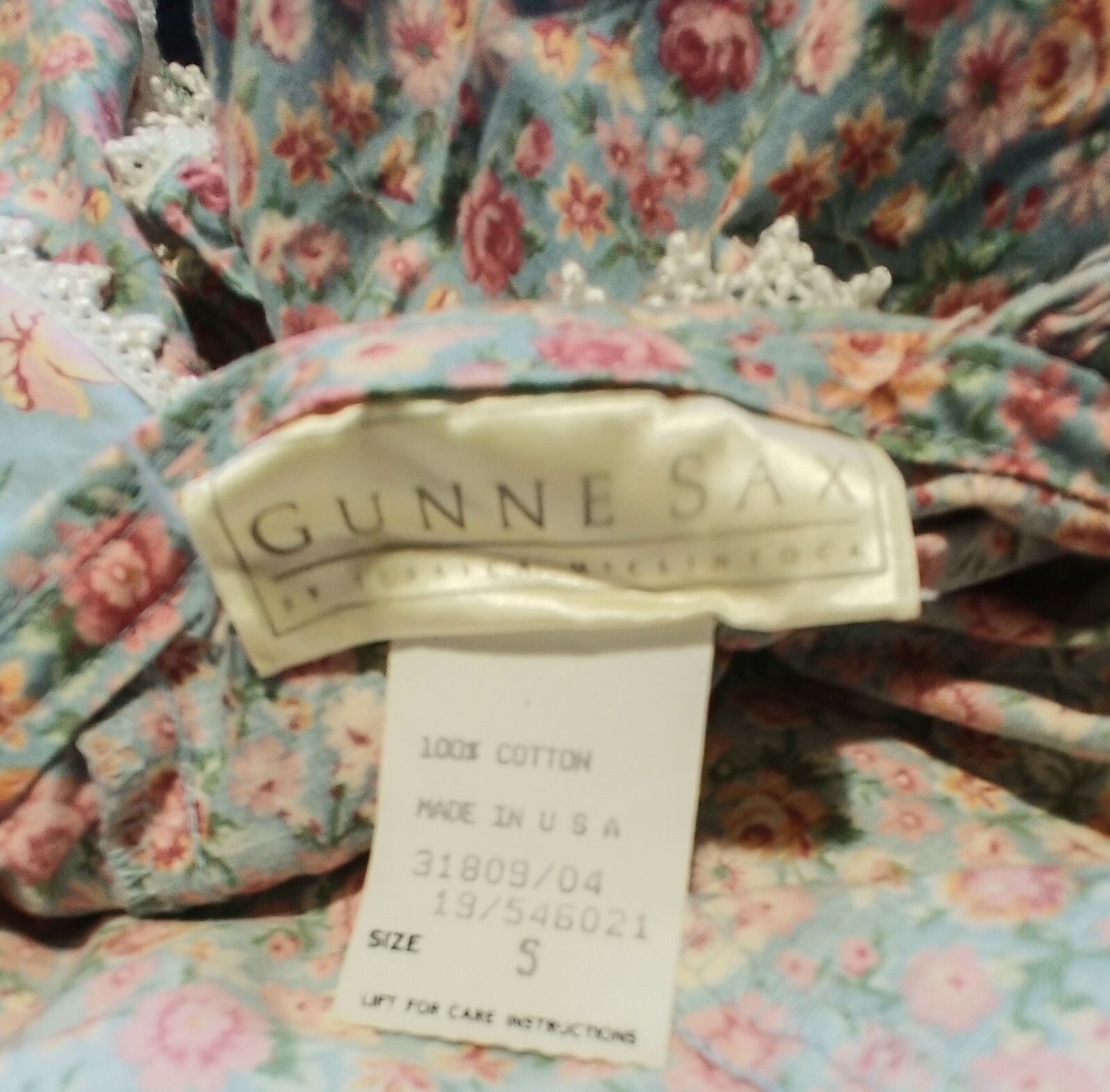 Vintage 1980s Gunne Sax Floral Print Cotton Dress Size 5