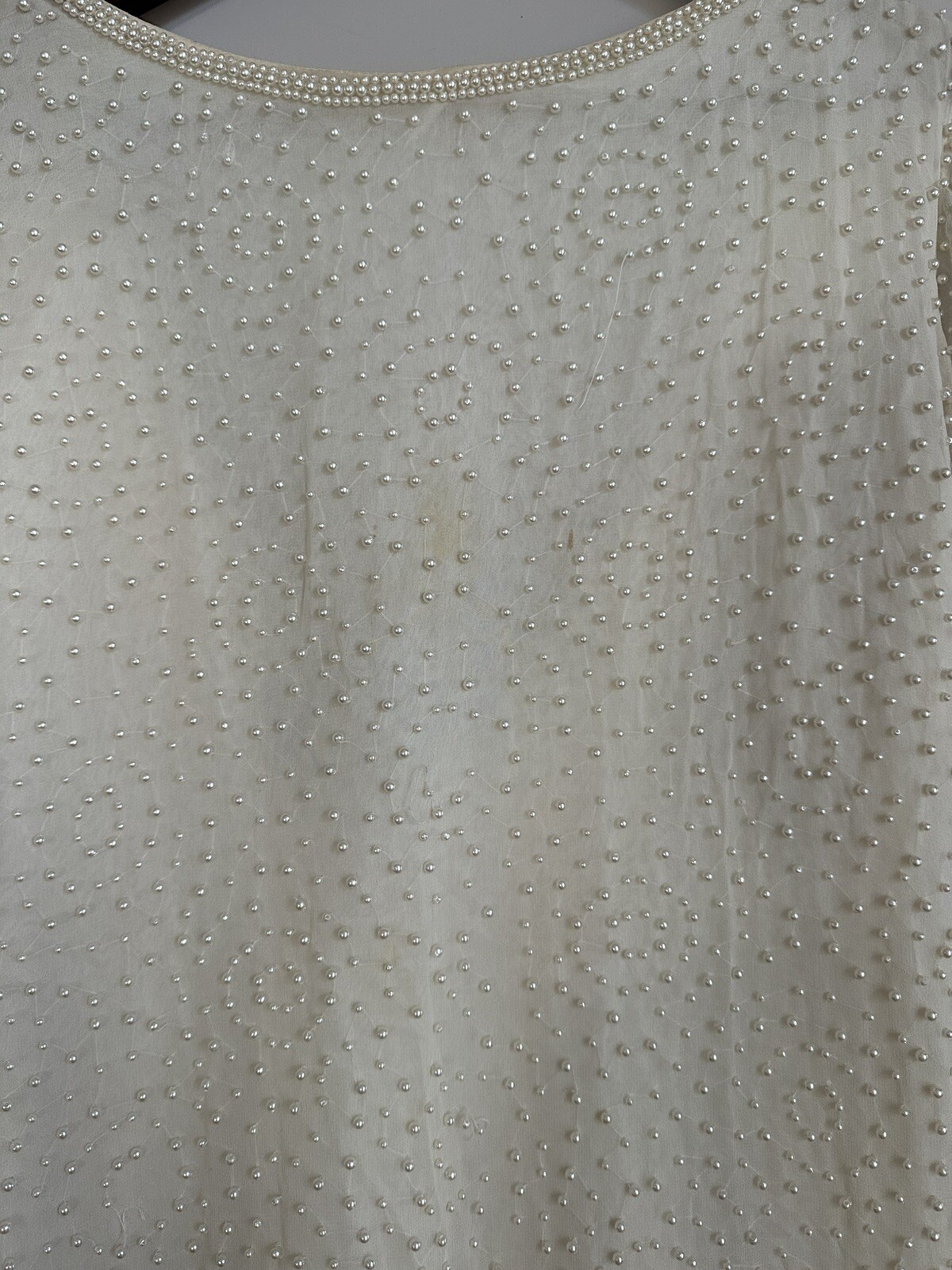 Aj Bari Vintage White Beaded Silk Dress