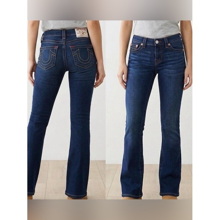 Vintage Y2K True Religion Women’s Dark wash Flare Jeans