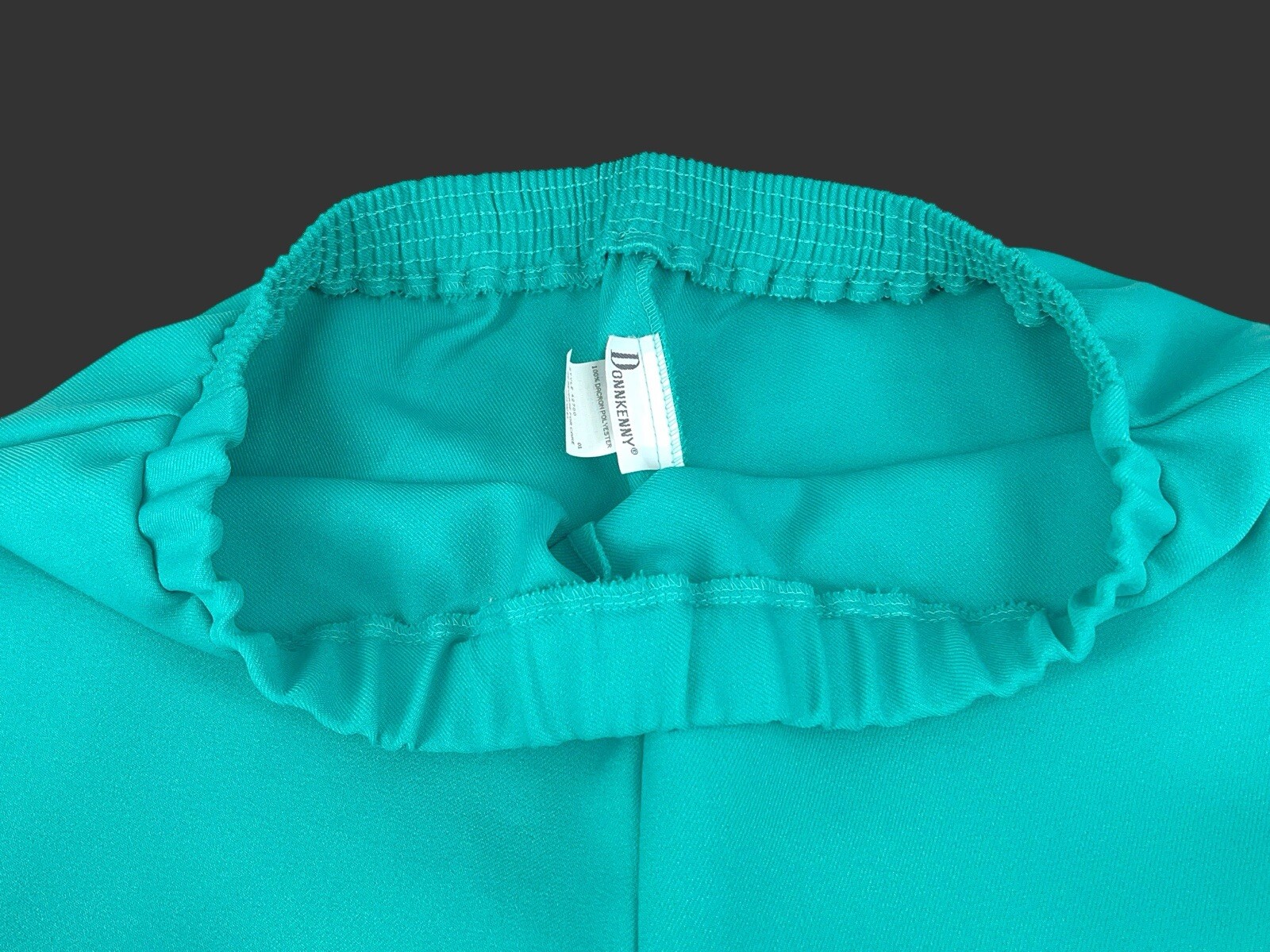 Vintage 70s Womens Wide Leg Pants Teal Dreamin’ Disco Pants L/Xl