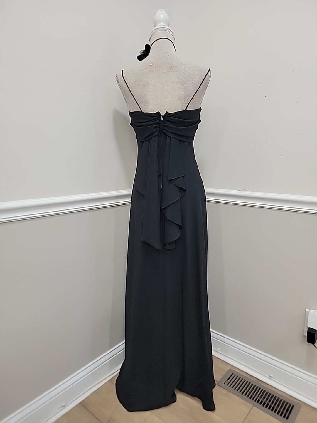 VTG Y2K Black Crepe/Chiffon Prom Formali Dress/Bridgerton Style Maxi Dress