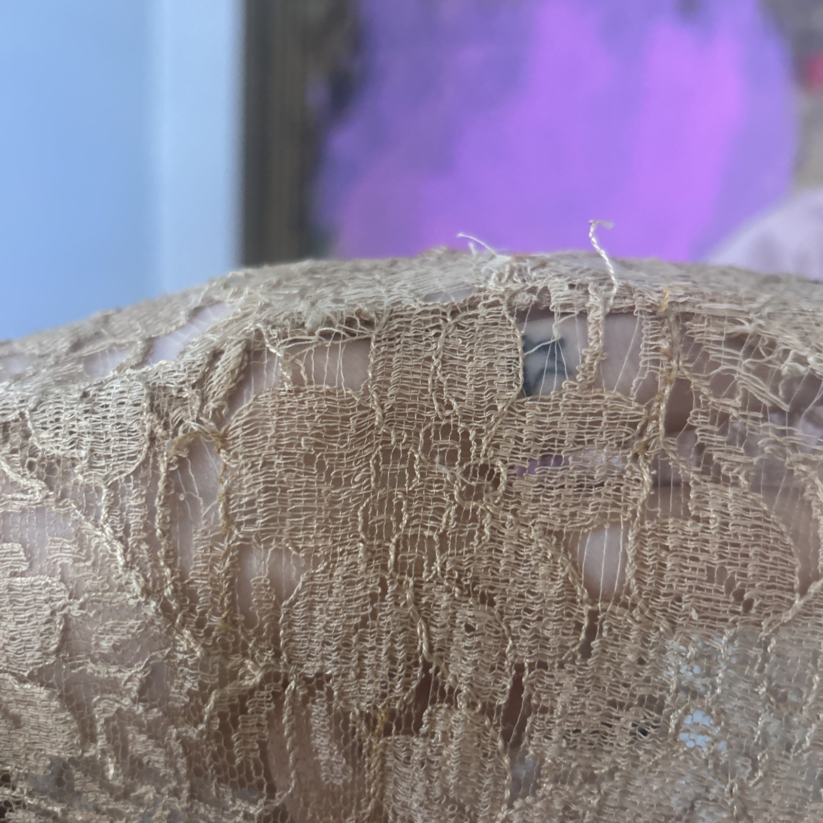 1930’s Vintage Terracotta Lace Dress w/ Collar + Button Down Size XS
