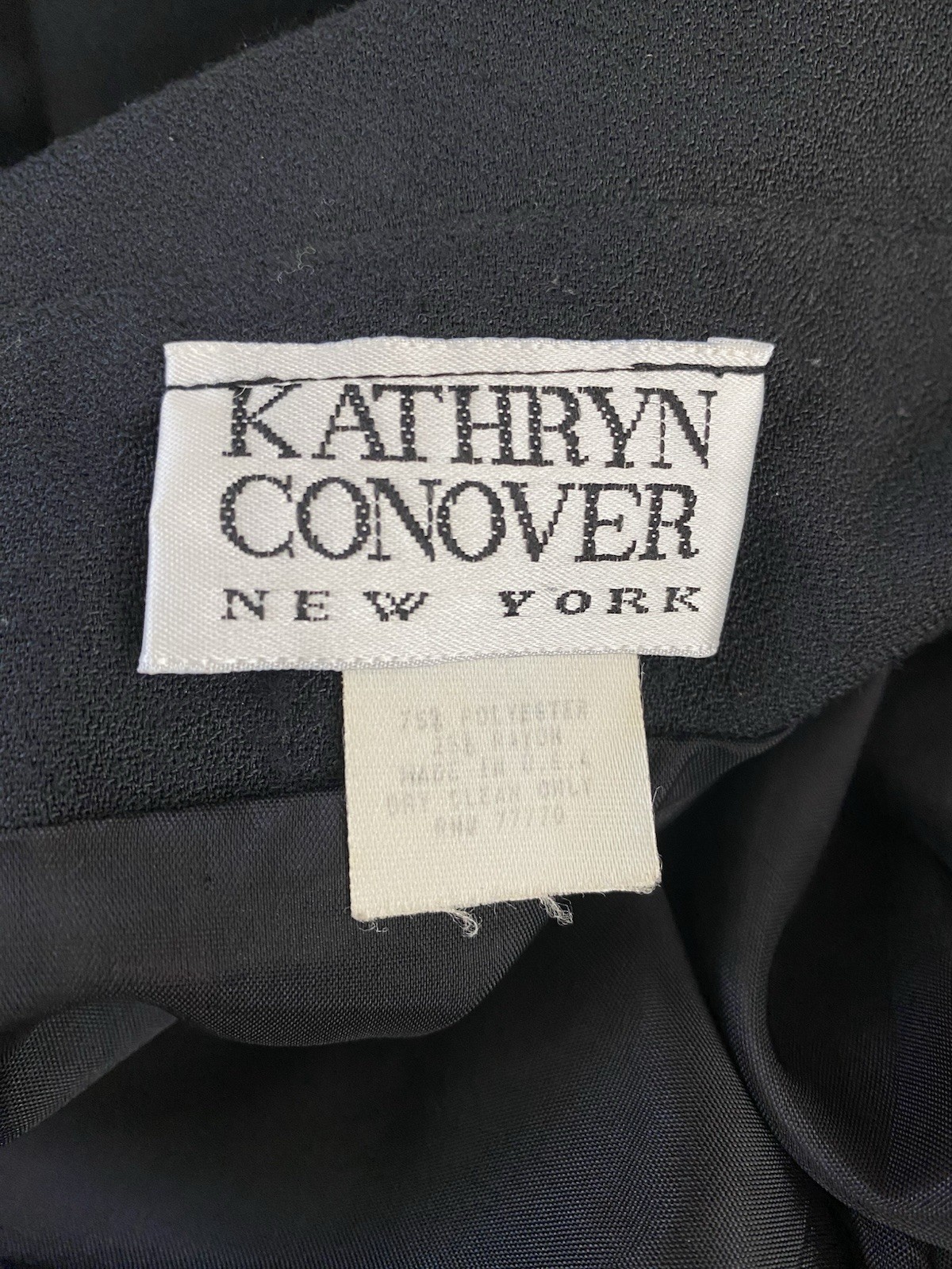Vintage 80s Kathryn Conover NY USA Made Black Off Shoulder Button Up Dress Large