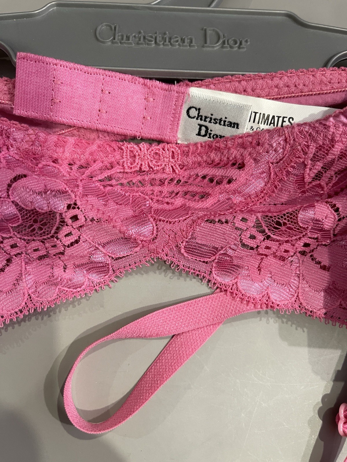 Vtg Christian Dior Intimates Garter Belt Silk Rose Pink Lace Women’s Large NWT