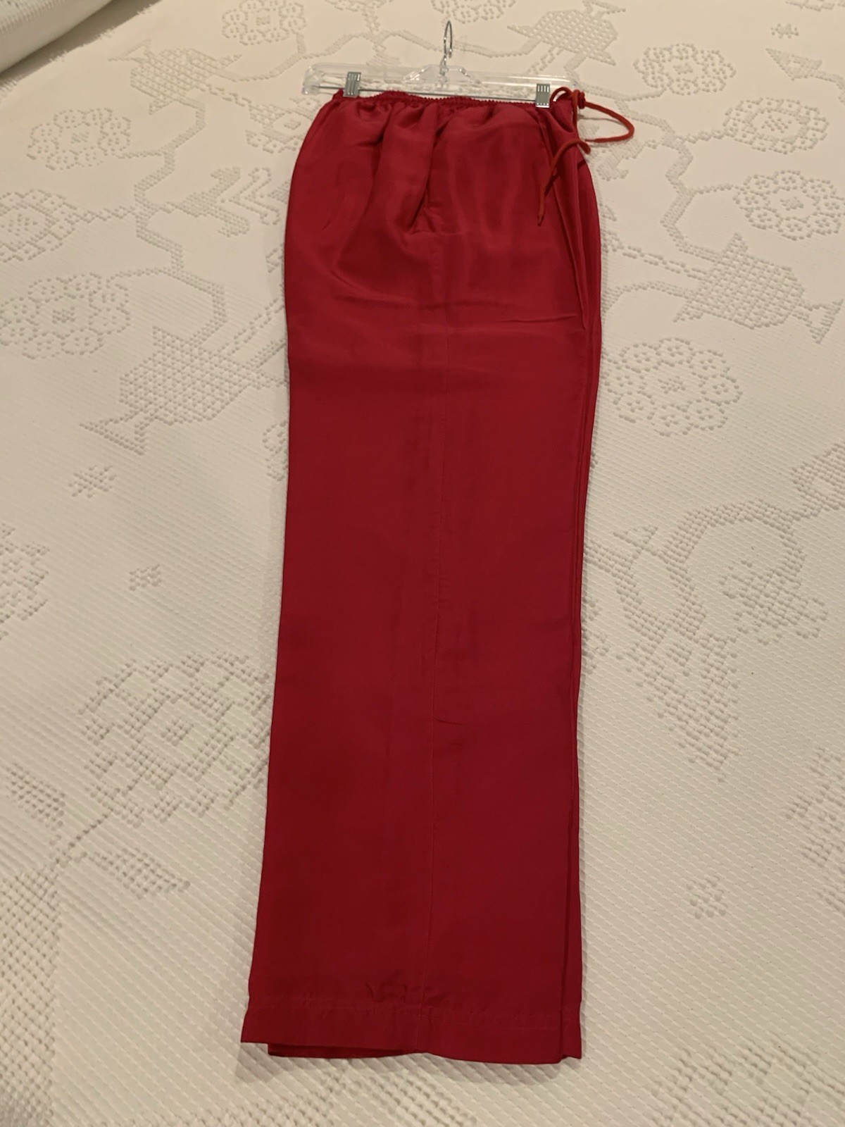 Janeve Rhythm Sport 2 Pc Windbreaker Track Suit Red Wine 100% Silk Sz M EUC!