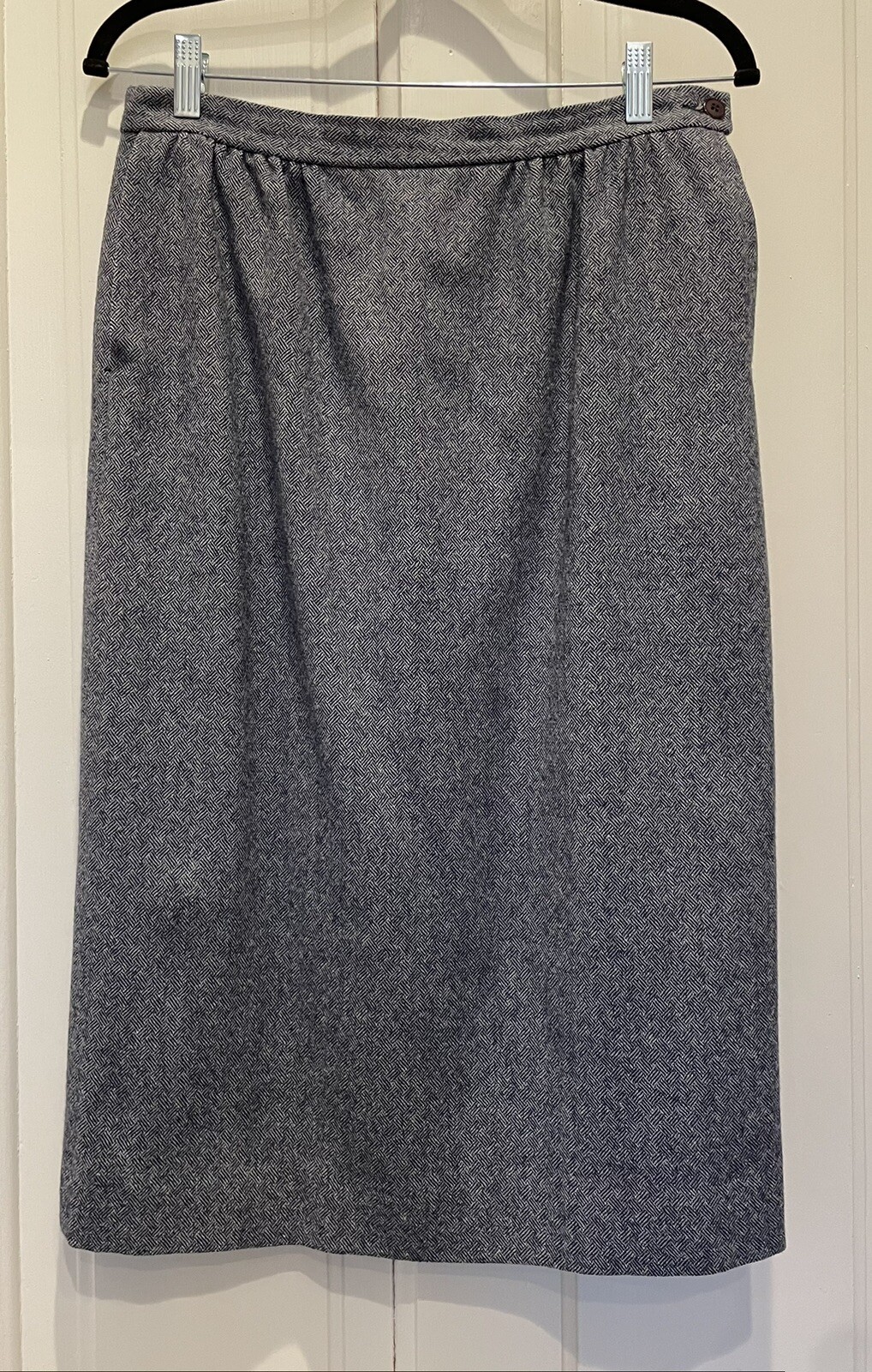 Vtg 80s Pendleton Virgin Wool Straight Pencil Skirt Navy Academia Geek 30-31” W