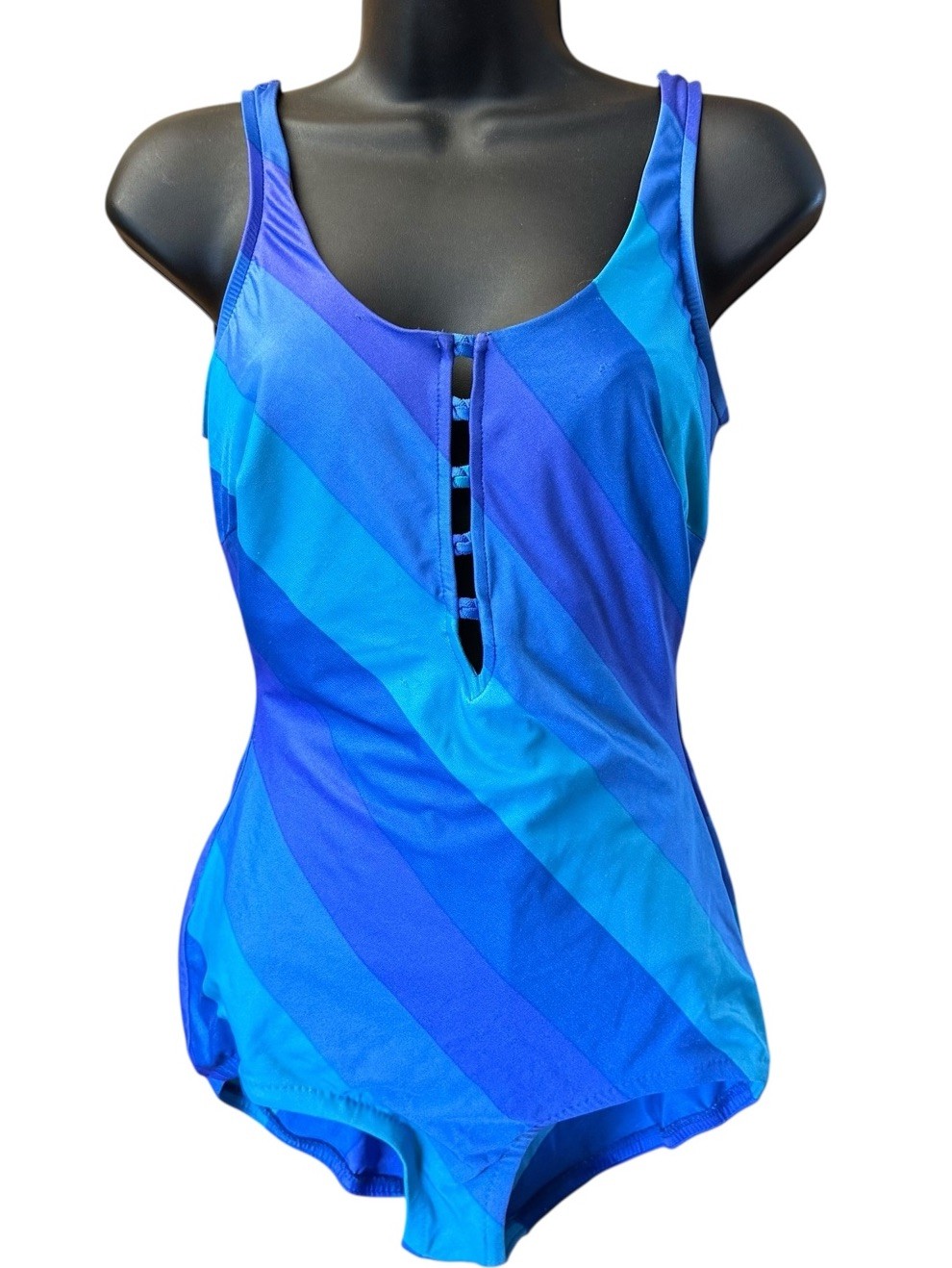Vintage Jantzen Swimsuit 16 Leotard Striped One Piece Matching Wrap Set Festival