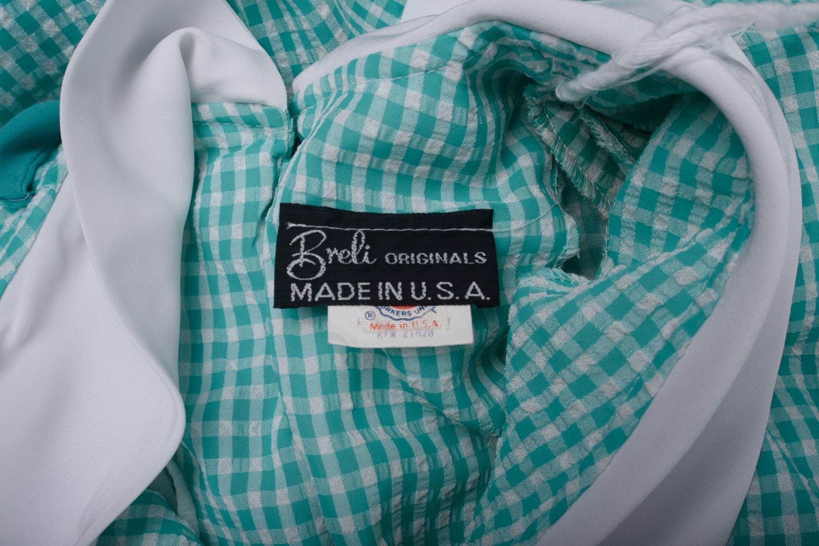 Vintage Breli Originals Womans Dress Size 10 blue Green Gingham Check Peter pan