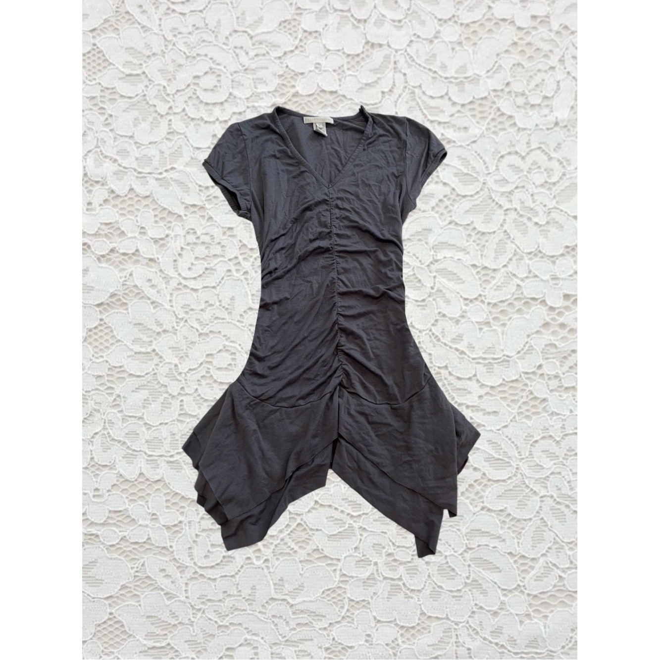vintage grey fairy handkerchief hem drop waist mini dress/top