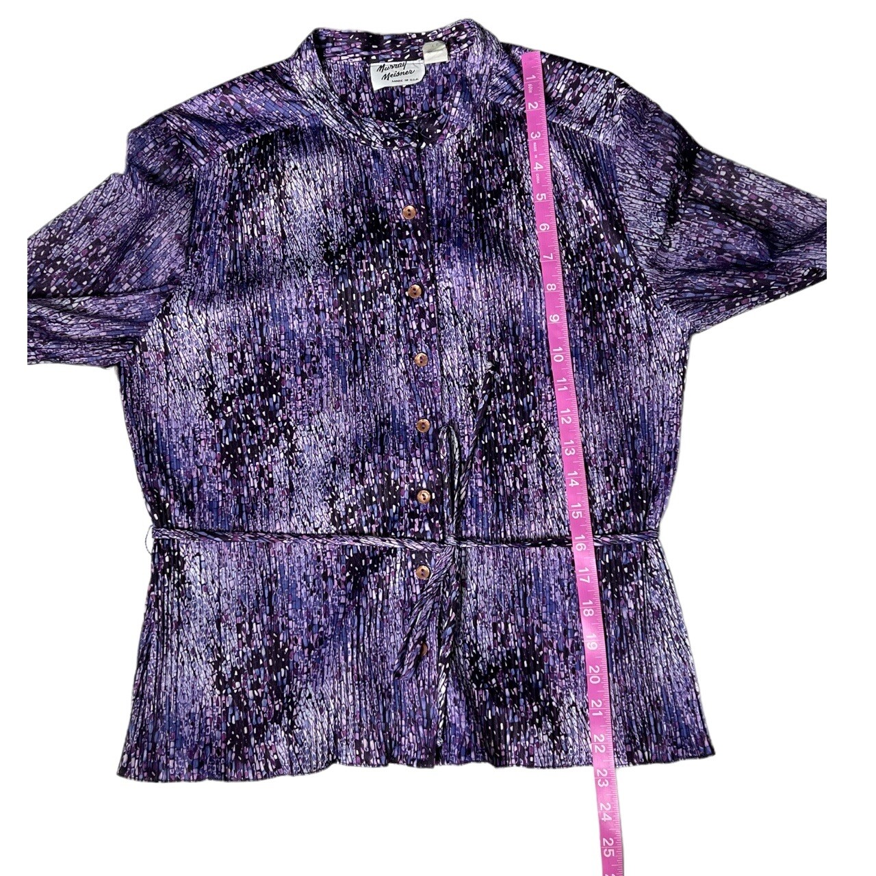 Vintage 70s 80s pleated Belted murray meisner blouse