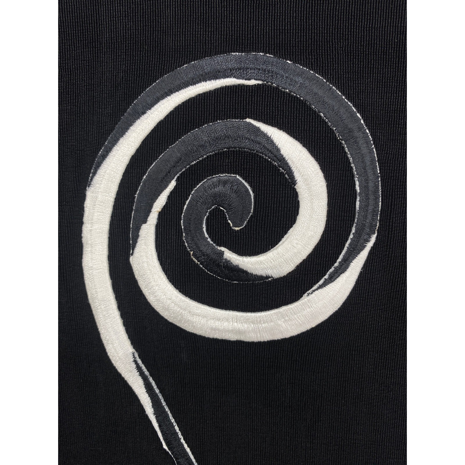 Kokomo Vintage Spiral Top Womens Medium Black White 90s Art to Wear Slinky Knit