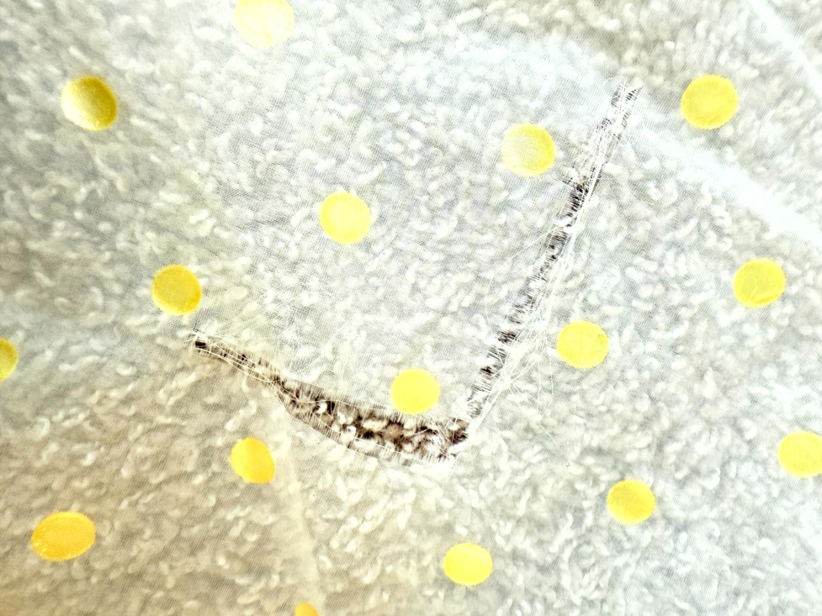 Vintage 1950s White Dress Yellow Polka Dots Tulle Chiffon Union Made