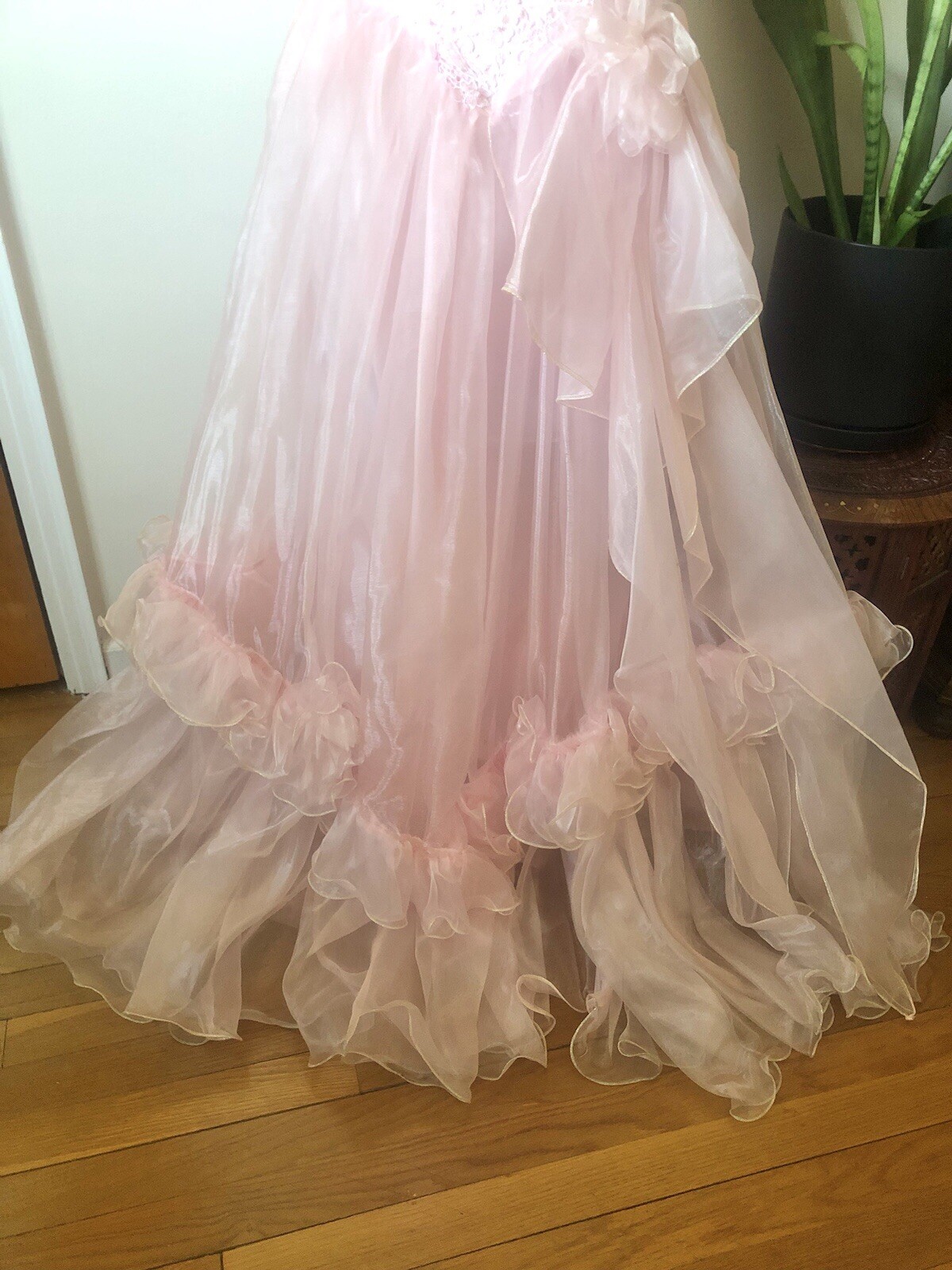 Vintage 80’s Cotton Candy Pink Organza Dress, XS
