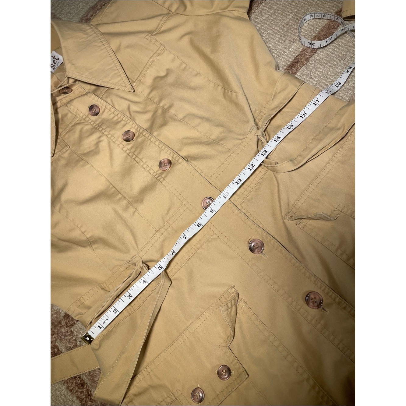 Vintage 70s The Jack Set Single-Breasted Dagger Collar Khaki Beige Belted Trench