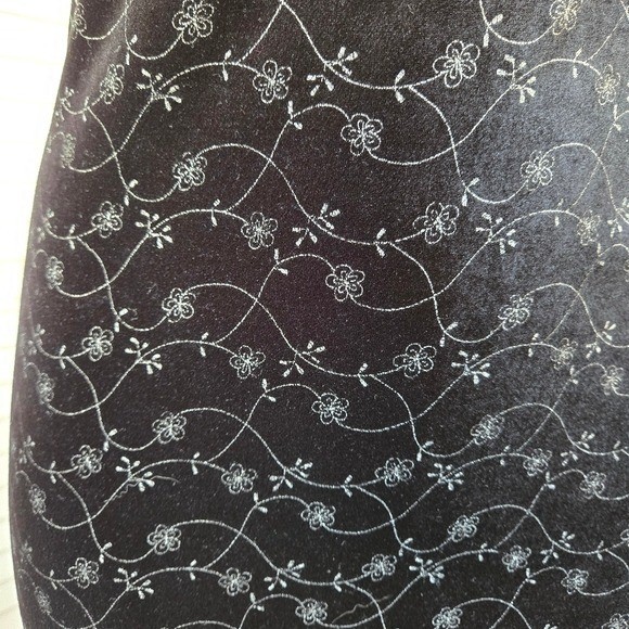 Vintage Studio Black Painted Floral Velvet Midaxi Dress Size M 90s Goth Romantic
