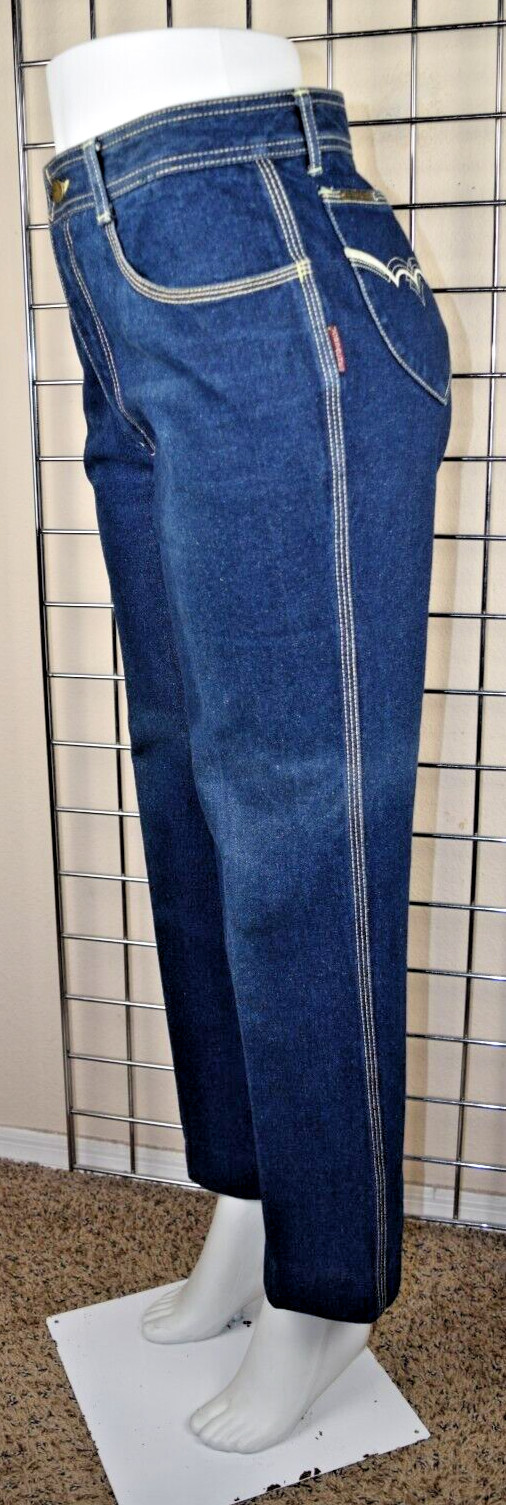 Vintage Jeans Jordache Horsehead Size 32 80s Blue Yellow Stitch High Waist