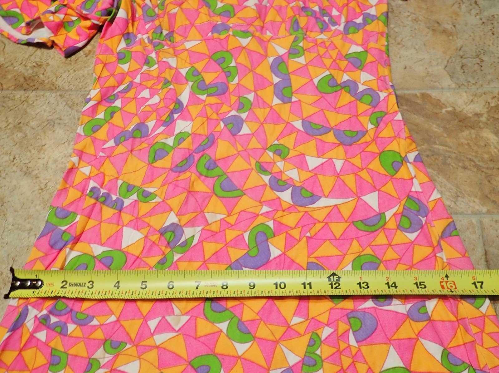 Vintage 60s Mod Psychedelic Geometric Hippie Flutter Sleeve Mini Dress XS Petite