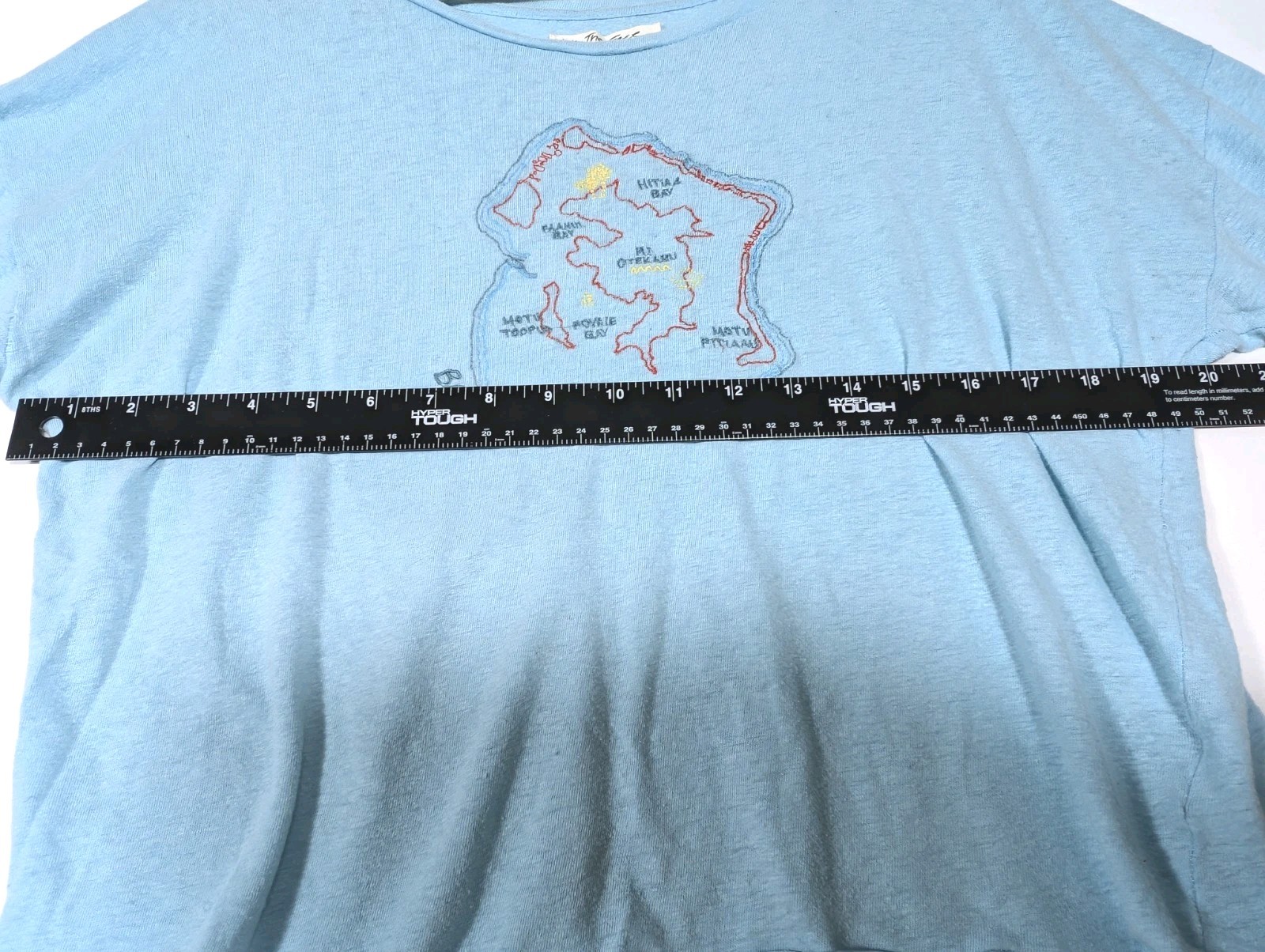 We The Free | Bora Bora Embroidered Map T Shirt Blue Womens Size Small