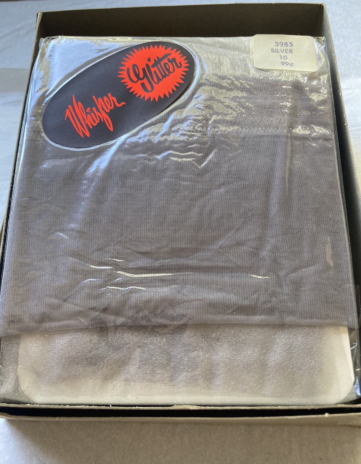 1960s Silver Glitter Stockings Box of 6 Pairs Sz 10 Mod GoGo Whisper NOS