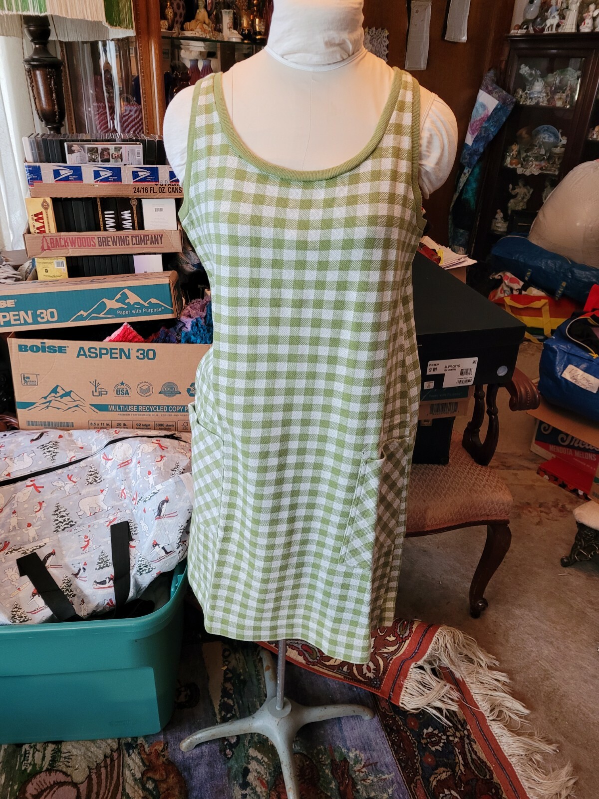 Lipman Wolfe & Co Vintage 1960’s Green Checked Dress summer tank