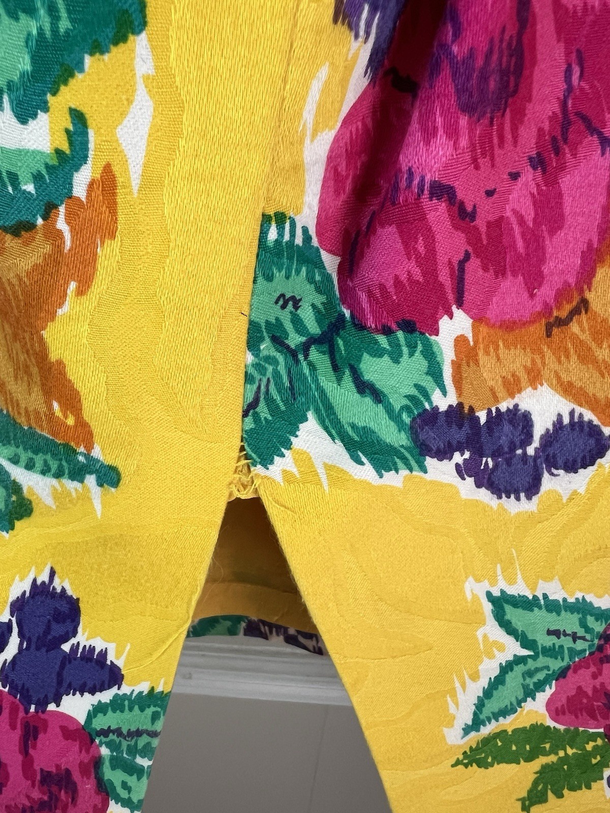 Vintage Raul Blanco Floral 2 Piece Skirt Suit Set Yellow Bow Avant Garde 8