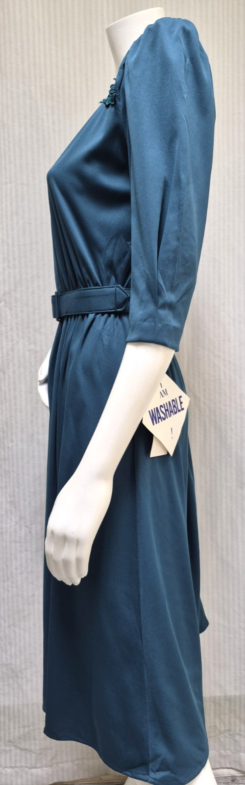 NWT Vintage 1980s TABBY CALIFORNIA Teal Dress with BELT – Size M