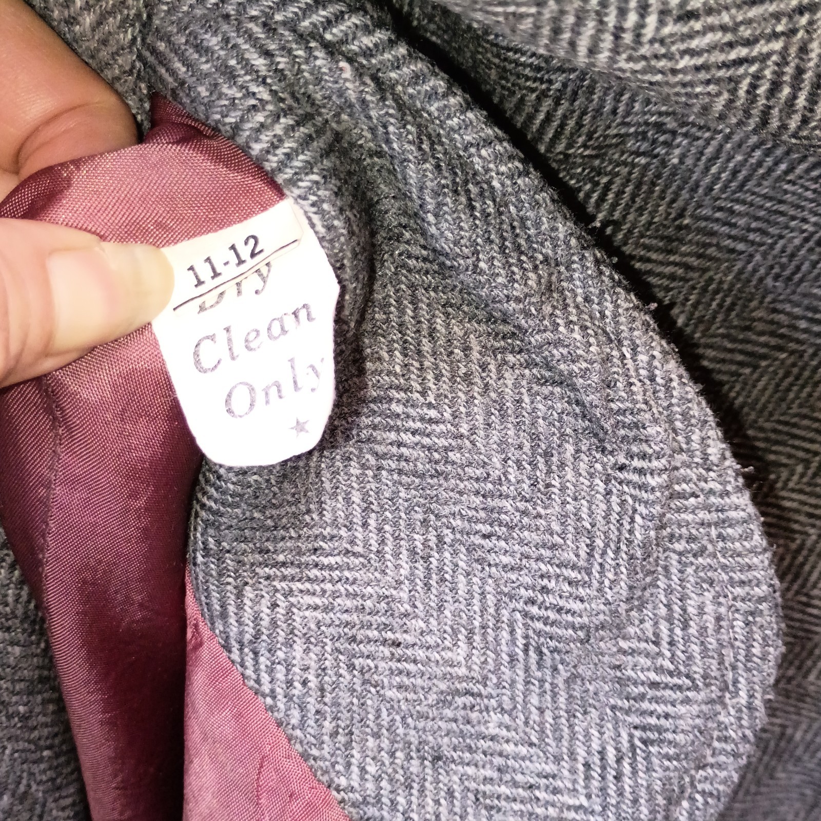 Vintage Barclay Square Gray Herringbone Tweed Blazer Jacket 11/12 Modern Med