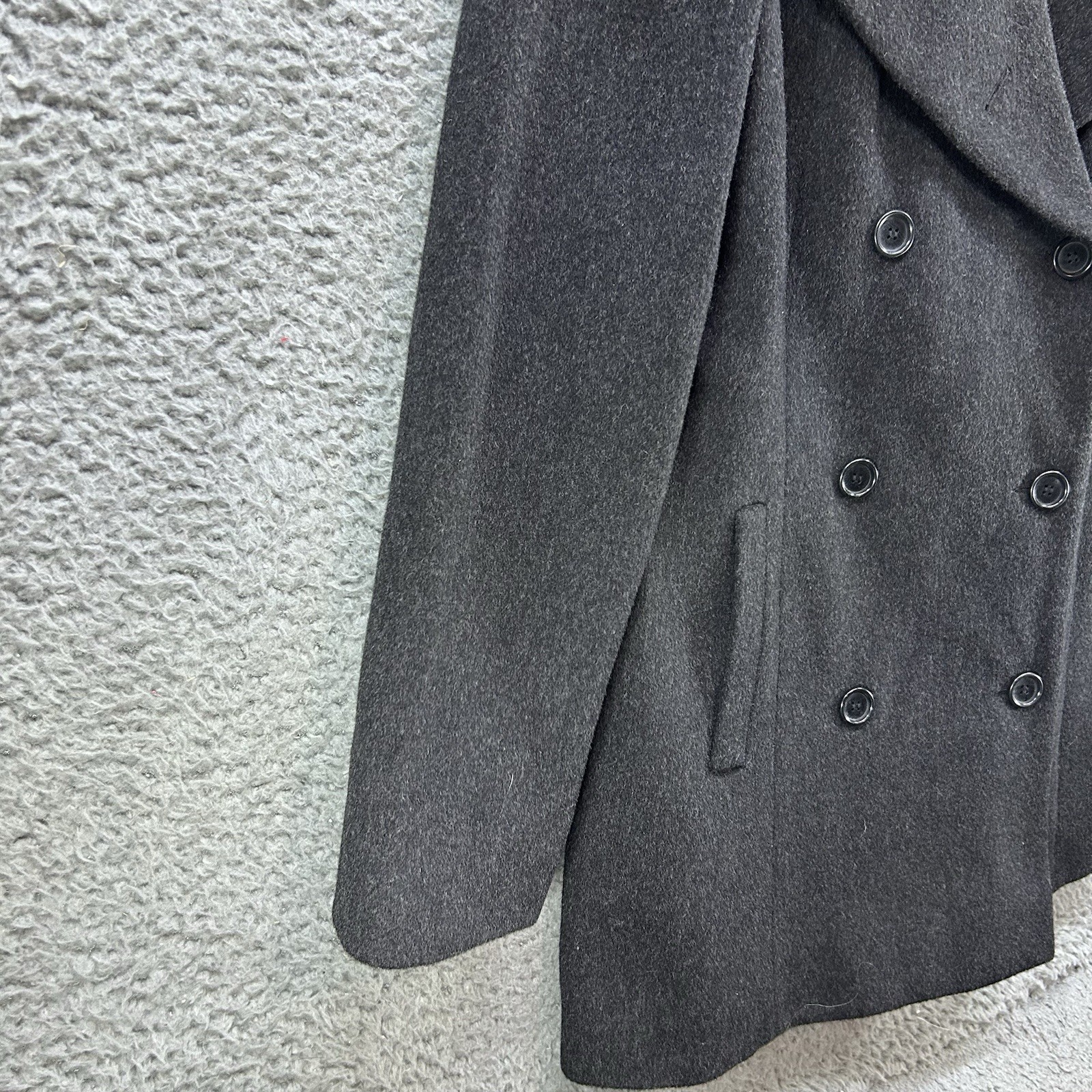 Vtg Anne Klein Sz 6 Double Breasted 100% Wool Charcoal Gray Winter Luxury Classy