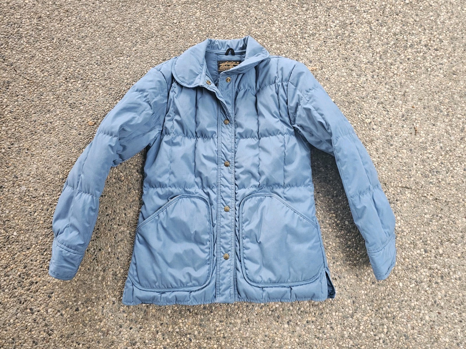 VTG Eddie Bauer Womens Quilted Goose Down Filled Coat Blue Medium