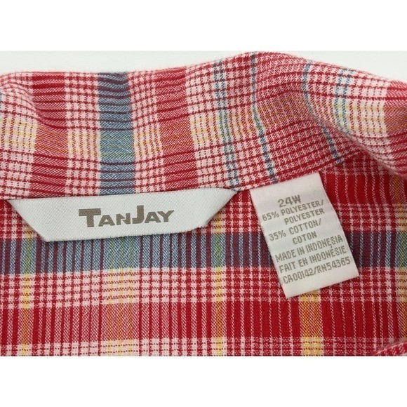 Tanjay Vintage Short-Sleeve Button Down Shirt,Shoulder Pads, Women’s Size 24W