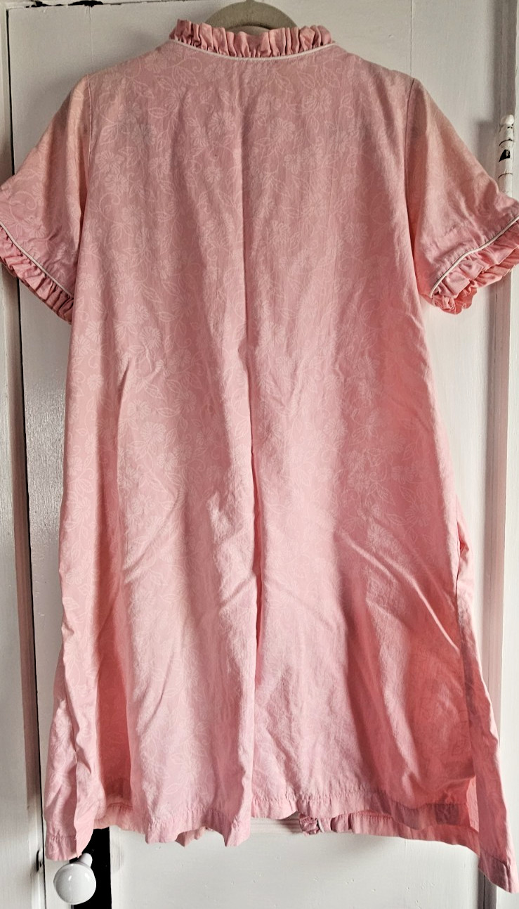 Vintage Dutchmaid ruffled trims snap button robe cotton womens 14 pink