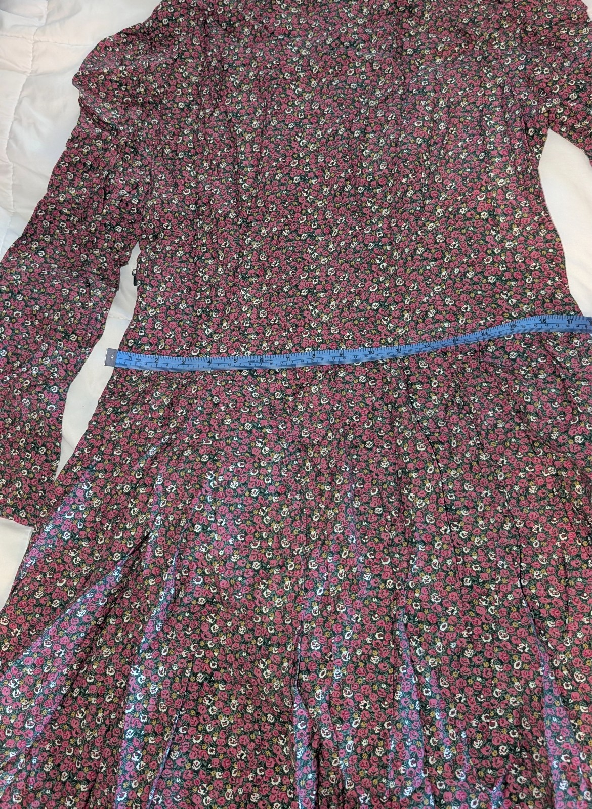 Vintage Floral Dress 1980s Handmade Prarie Cottage Teacher Core