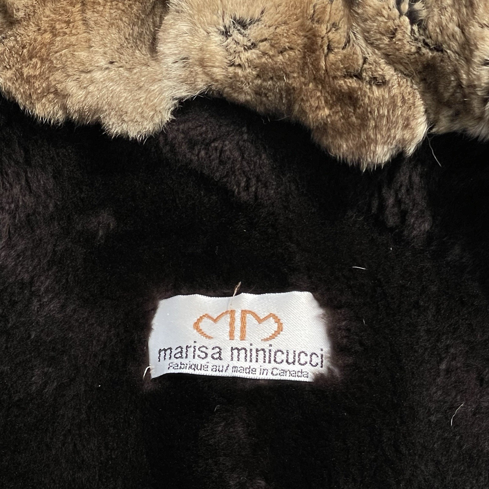 Vintage Marisa Minicucci Duster Coat Womens 14 Brown Rabbit Fur Lined Button