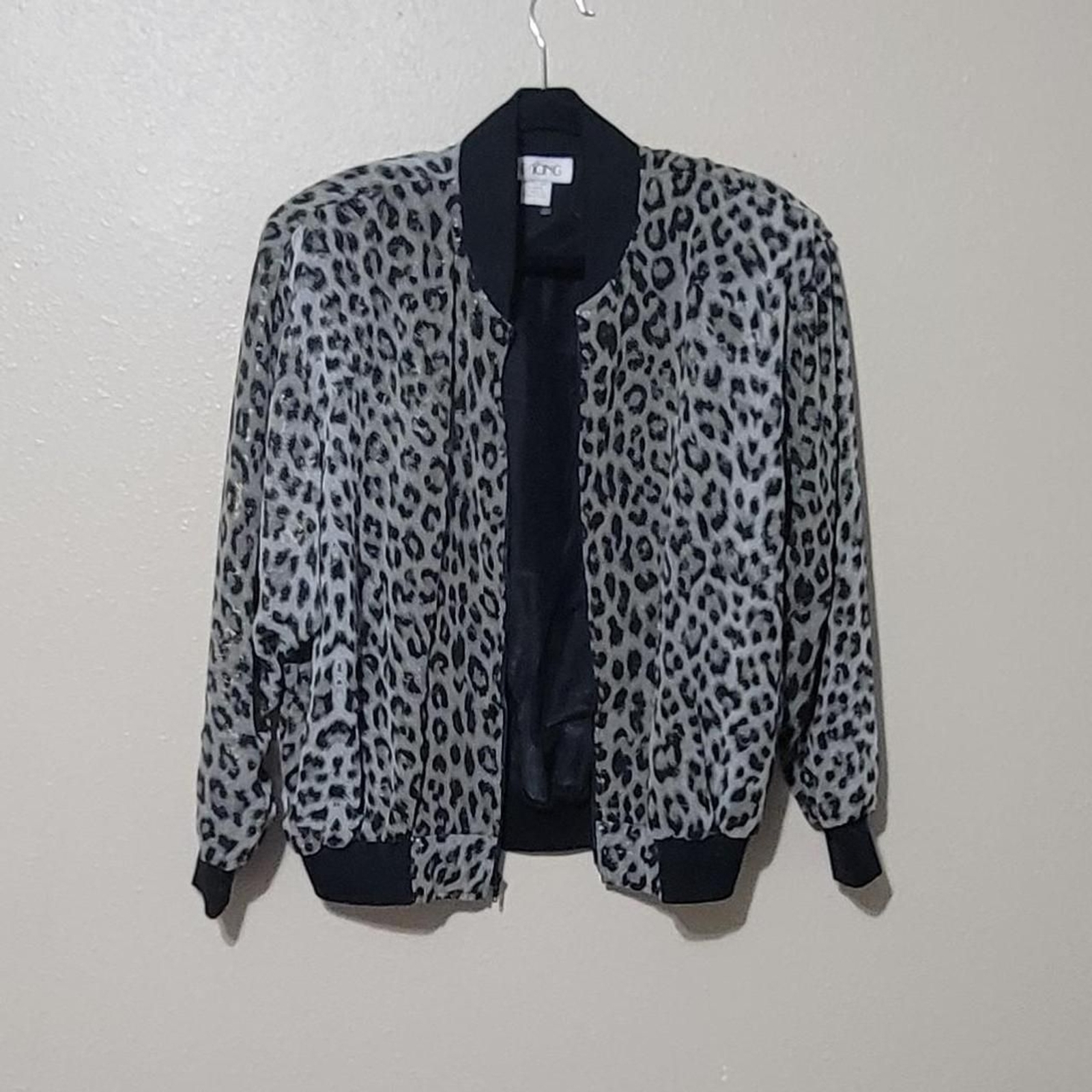 Vintage The Icing Leopard Print Glitter Bomber Jacket – Size 1 (Fits L/XL)