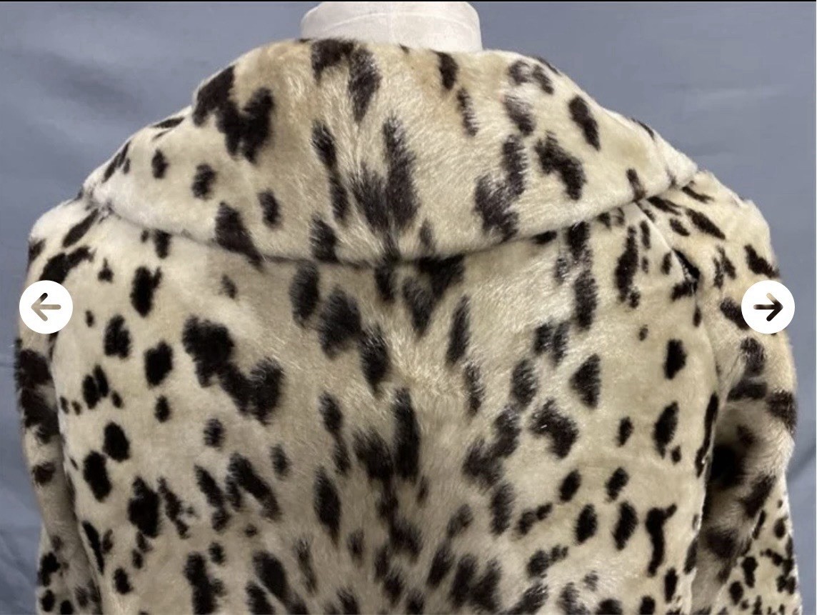 Vintage 1960s Faux Leopard Coat Safari Sportowne La France Swing Women’s Size 8