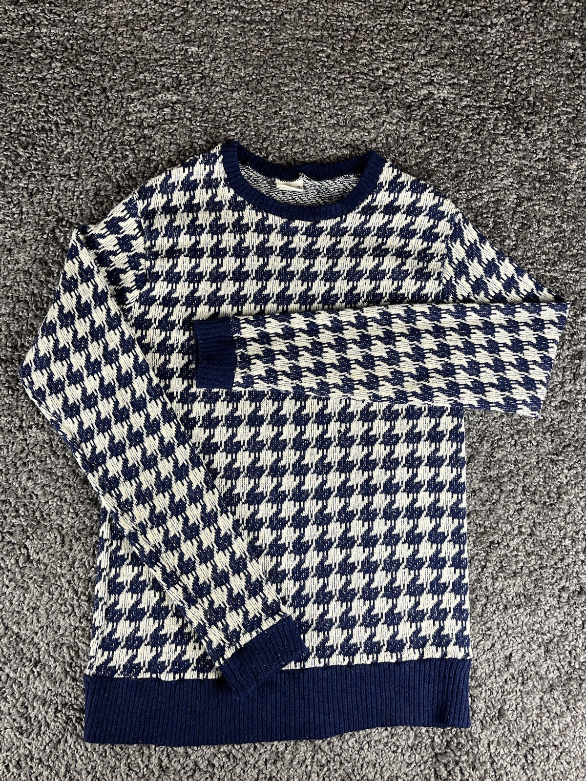 Vintage Expressions By Campus Houndstooth Women’s Sweater XL (FLAW) 80’s