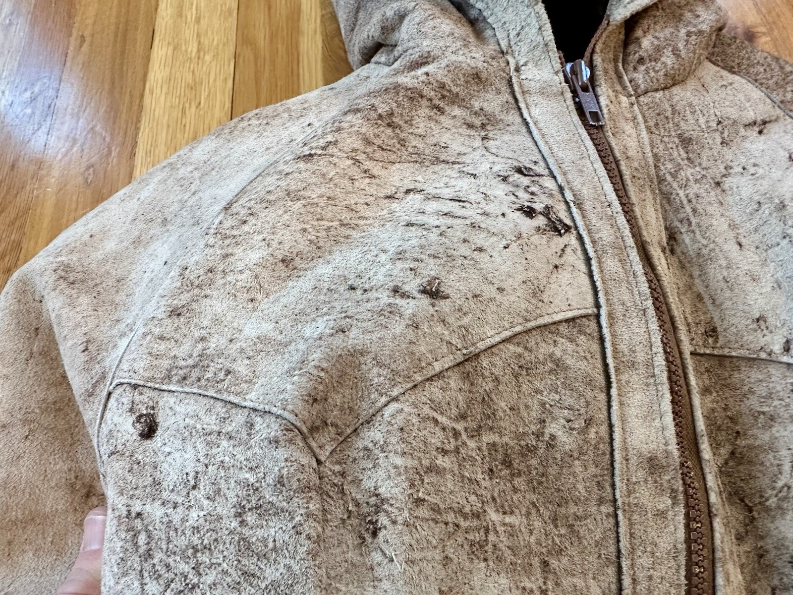 Vtg 60s-70s Jo-O-Kay Womens 10 (4/6) S Fleece Lined Rough Out Leather Jacket EUC