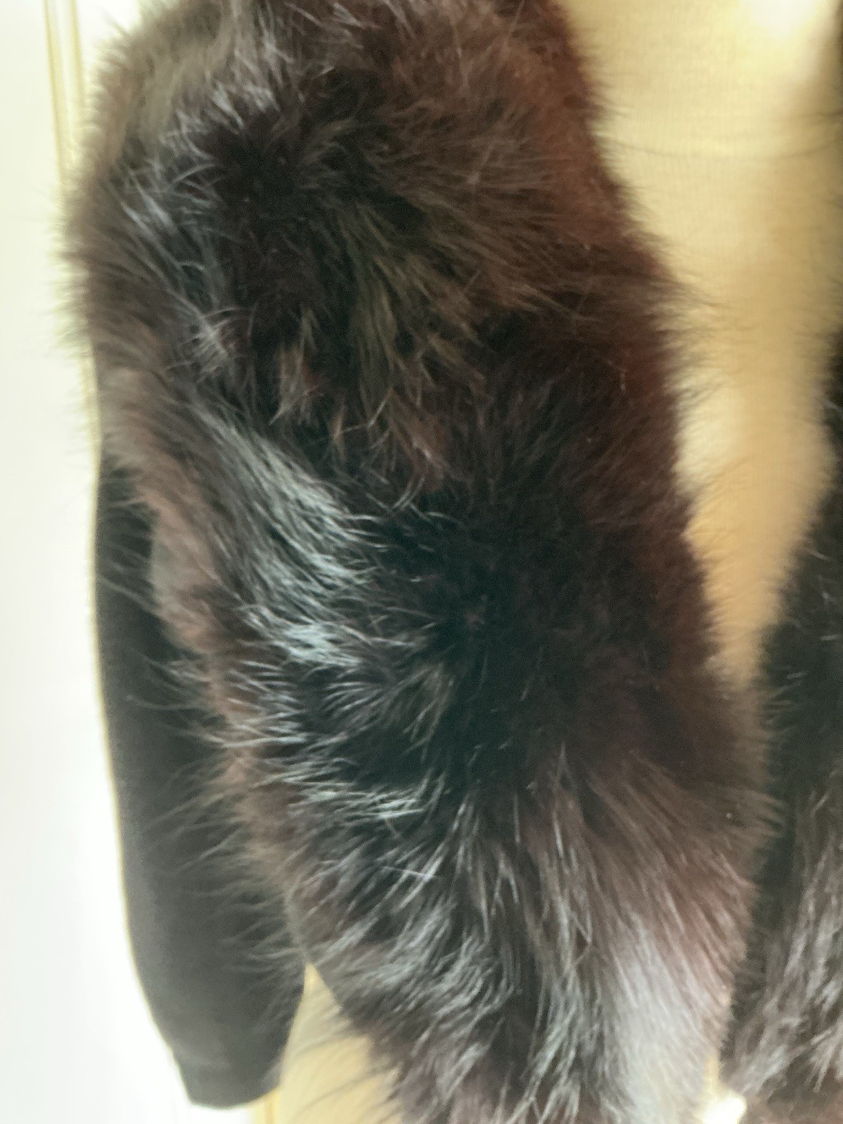 Vtg 50s Bonnie Briar Angora Wool Black Cardigan , Genuine Fur Stole Collar S