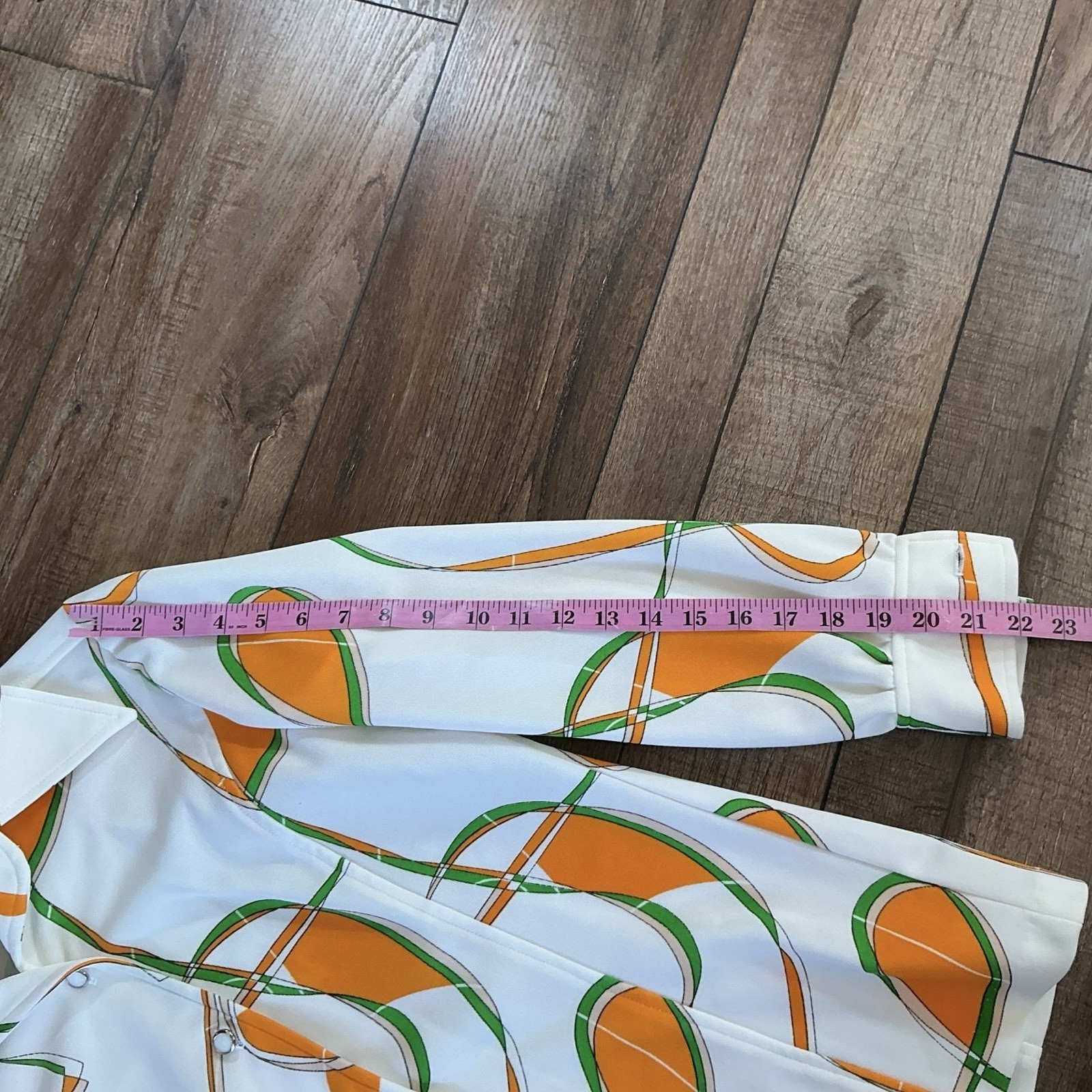70s VTG Alex Garay Ltd Trevira Orange Green Mod Jacket Vest Set Size S/M #38D4
