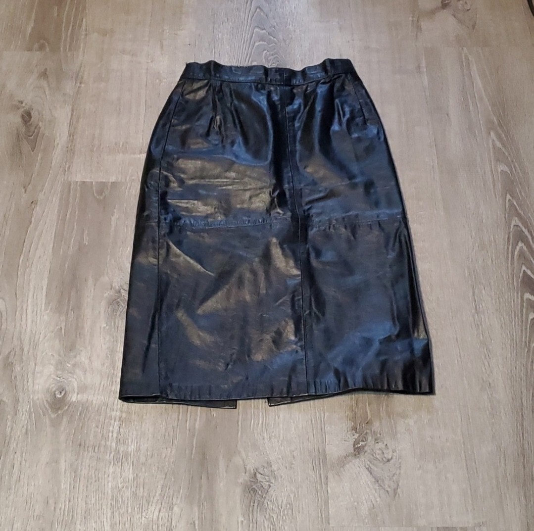 Vintage 80’s Greg Adams Leather Pencil Skirt