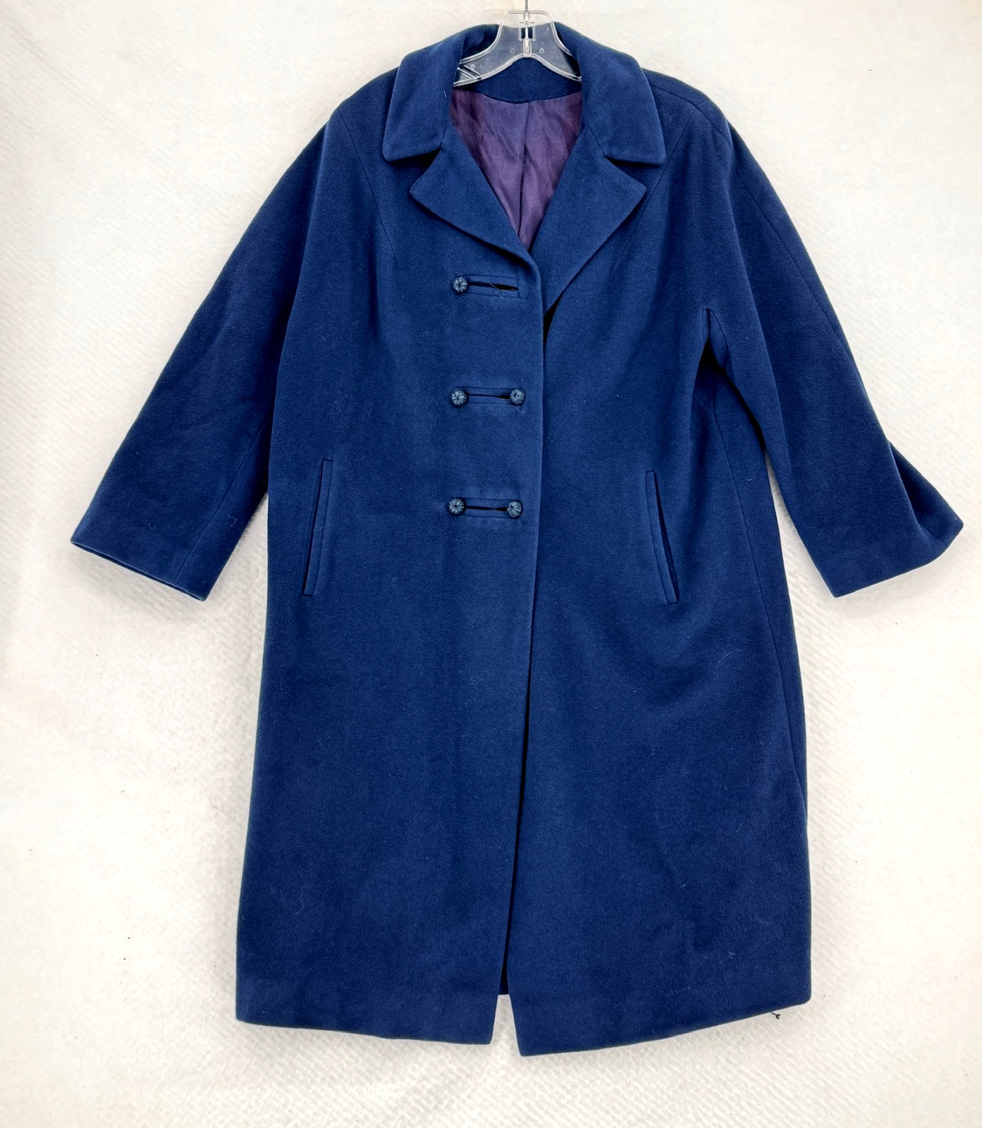 Vintage Cashmere Mink Fishelle Royal Blue 3/4 Sleeve Overcoat Union Made